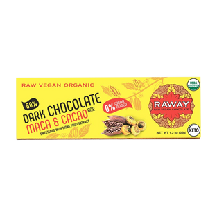 Raway Vegan Dark Chocolate Keto 80 Dark Chocolate Maca Cacao Bar
